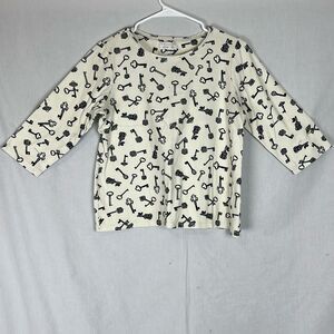 Pima Cotton Cream Blouse with Keys